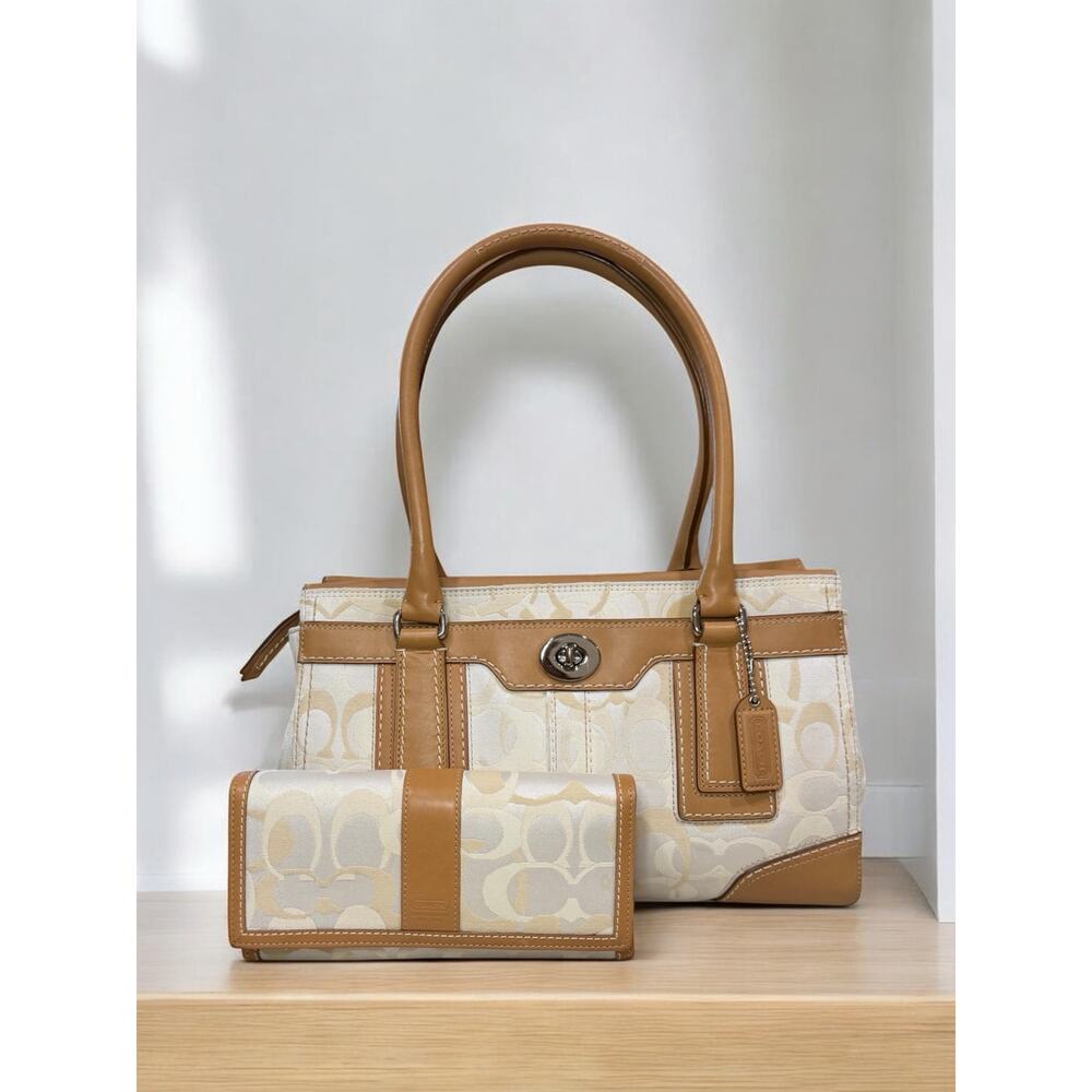 Y2K Coach 11818 Madeline Optic Signature Satchel & Fold Over Wallet - Picture 1 of 16
